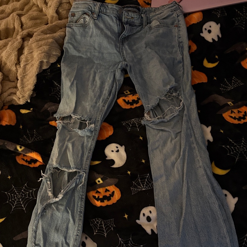 Aeropostale Light Blue Distressed Women's Flare Jeans